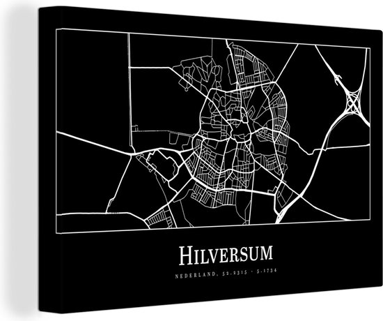 Tableau sur Toile City Map - Hilversum - Map - Map - 180x120 cm - Décoration murale XXL