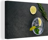 Canvas schilderij 180x120 cm - Wanddecoratie Cocktail - Glas - Limoen - Muurdecoratie woonkamer - Slaapkamer decoratie - Kamer accessoires - Schilderijen
