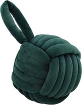Luxe Deurstopper / Deurstop knoopbal met lus  LUXUS - Smaragd Groen - Velvet /  Fluweel - ø 15 cm - Deurstopper - 100% polyester