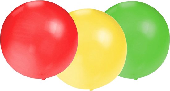 Bellatio Decorations 24x groot formaat ballonnen rood/groen/yellow met diameter 60 cm