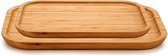 Kinvara - Voedsel/hapjes serveerplanken 2x stuks - Bamboe 30 x 20 cm en 36 x 24 cm - Opstaande rand