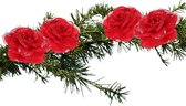 Kerstversiering bloemen/rozen - 9 cm - rood - 4x stuks
