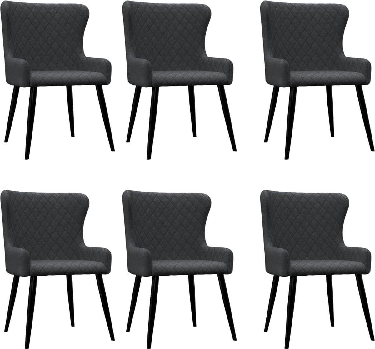 Prolenta Premium Eetkamerstoelen 6 st stof donkergrijs Fauteuil Fauteuils