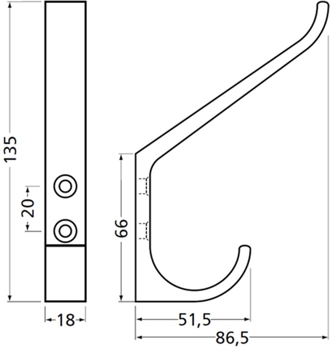 Hermeta hoed en jashaak aluminium 148-11 ( a 1 st )