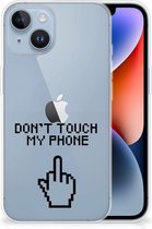Leuk TPU Back Case Geschikt voor iPhone 14 Hoesje Finger Don't Touch My Phone