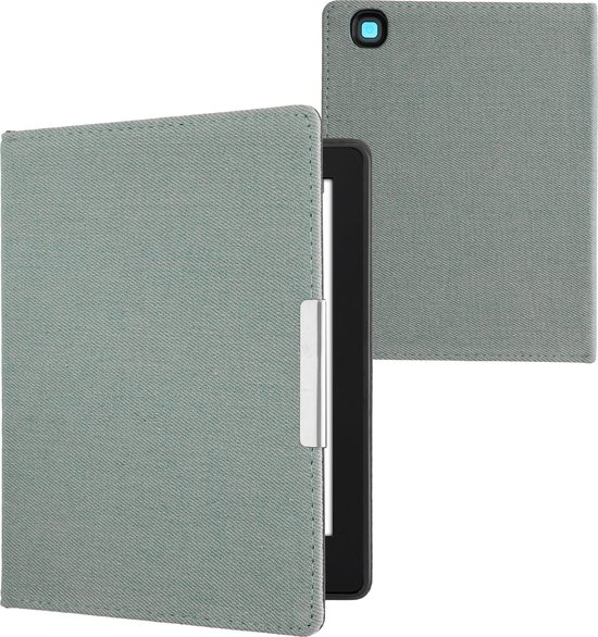 kwmobile Etui à rabat pour liseuse - Etui de protection compatible avec Kobo Aura H2O Edition 2 - Fermeture magnétique - Design Denim bleu clair