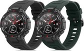 kwmobile 2x horlogebandjes geschikt voor Huami Amazfit T-Rex / T-Rex Pro bandje - Smartwatch bandjes van TPU - Activity tracker horloge band in donkergroen / grijs
