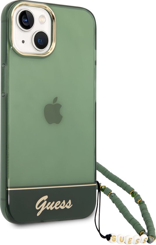 Coque Guess pour iPhone 14 Plus - Coque arrière - Transparente - avec cordon - Vert