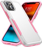 Mobigear Hoesje geschikt voor Apple iPhone 14 Plus Telefoonhoesje Hardcase | Mobigear Heavy Armor Backcover Shockproof | Schokbestendig iPhone 14 Plus Telefoonhoesje | Anti Shock Proof - Wit /Roze | Wit,roze