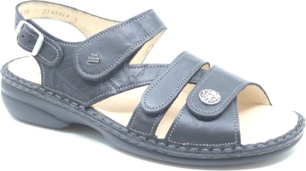 Finn Comfort, GOMERA, 02562-345099, Zwarte dames sandaal wijdte H