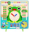 Afbeelding van het spelletje Buxibo - Kleurrijke Houten Leerklok Kikker - Speelgoedklok - Kalenderklok - Oefenklok - Educatief speelgoed - Leerhulpmiddel - Multicolor