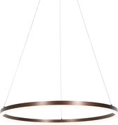QAZQA anello - Suspension LED moderne pour au-dessus de la table à manger | en salle à manger - 1 lumière - Ø 80 cm - Bronze - Salon | Chambre à coucher | Cuisine