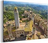 San Gimignano vu d'en haut près de la Toscane en Italie Aluminium 120x80 cm - Tirage photo sur aluminium (décoration murale en métal)