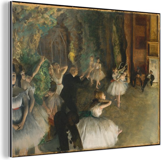 Wanddecoratie Metaal - Aluminium Schilderij Industrieel - De repetitie van het ballet op het podium - Schilderij van Edgar Degas - 120x90 cm - Dibond - Foto op aluminium - Industriële muurdecoratie - Voor de woonkamer/slaapkamer