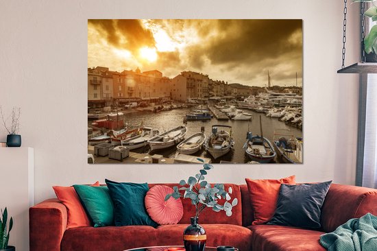 Décoration murale Métal - Peinture Aluminium Industriel - Ciel Oranje sur Saint-Tropez en France - 150x100 cm - Dibond - Photo sur aluminium - Décoration murale industrielle - Pour le salon / chambre