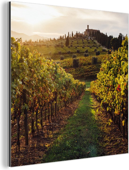 Décoration murale Métal - Peinture Aluminium Industriel - Toscane - Paysage - Vignobles - 20x20 cm - Dibond - Photo sur aluminium - Décoration murale industrielle - Pour le salon/chambre