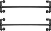 LAUWG - Garderoberegels set van 2, kapstokken in industrieel design, wandmontage, ruimtebesparend, 110 x 30 x 29,3 cm, belastbaar tot 60 kg, eenvoudige montage, voor kleine ruimtes, zwart