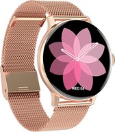 DINTO® Smartwatch Rose Goud - Smartwatch Dames - Smartwatch Android & IOS - Stappenteller - Full Touchscreen - Gratis screenprotector + Siliconen bandje