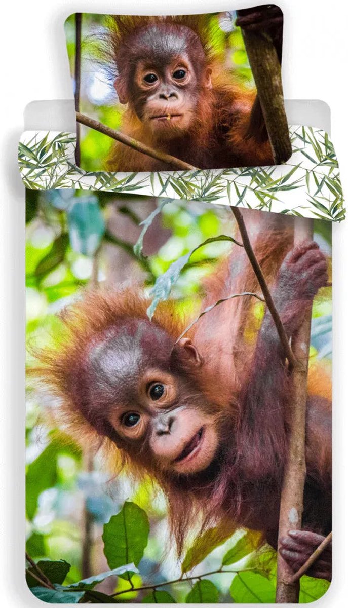KD® - Orangutan - Dekbedovertrek - Eenpersoons - 140 x 200 cm - Glow in the Dark - Katoen