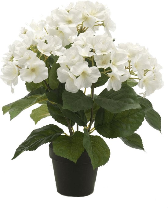 Emerald - Kunstplant in pot Hydrangea wit 40cm - Kunstplanten voor binnen