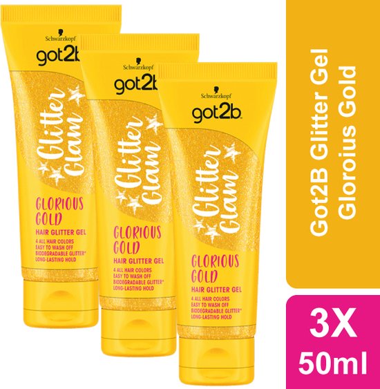 Got2B Glitter Gel - Glorius Gold - 50 ml - 3 stuks Voordeelverpakking - Schwarzkopf