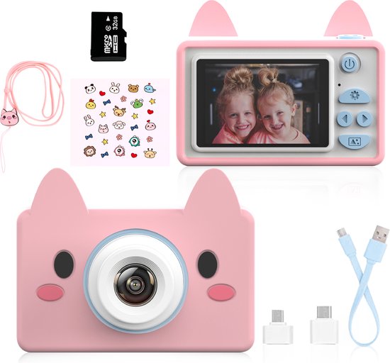 Appareil photo numérique pour enfants - 1080 p - HD - Caméra vidéo - Selfie  - Vlog | bol