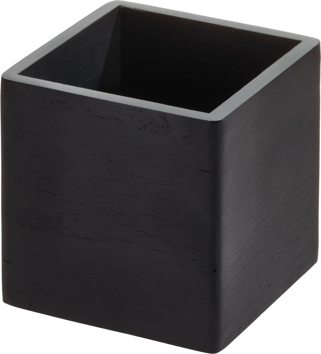 The Home Edit vierkant hoog zwart opbergbakje hout - Wooden Onyx Collection - Medium - Stapelbaar & Duurzaam