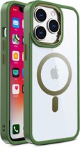 Mobiq - Clear Hybrid MagSafe hoesje iPhone 14 Pro Max - transparant/groen