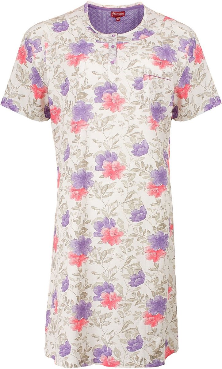 Medaillon Dames Nachthemd - Katoen - Bloemenprint - Maat S