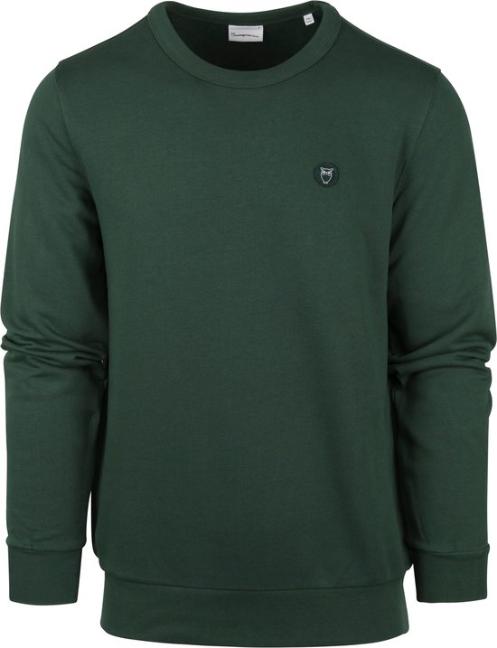 KnowledgeCotton Apparel - Sweater Donkergroen - Heren - Maat XL - Regular-fit