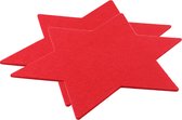 Placemats kerstmis - D25 cm - rood - Set van 2x stuks - stervormig