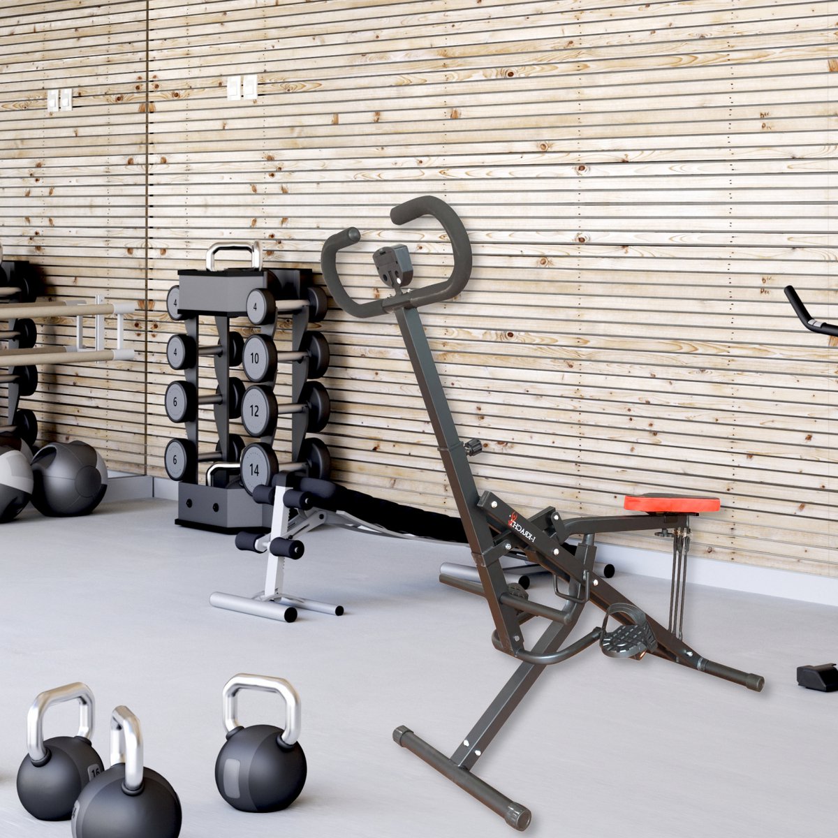 Afbeelding 3 van I-Kracht Total Fitness Crunch met digitale monitor Zwart