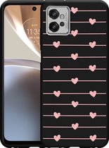Motorola Moto G32 Hoesje Zwart Pink Love - Designed by Cazy