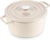 Rosmarino Braadpan - Pannen - Gietijzeren Pan Ø26cm - Pan 4.0L - Kookpannen geschikt voor alle Warmtebronnen - Dutch Oven - PFAS & PFOA vrij - Wit