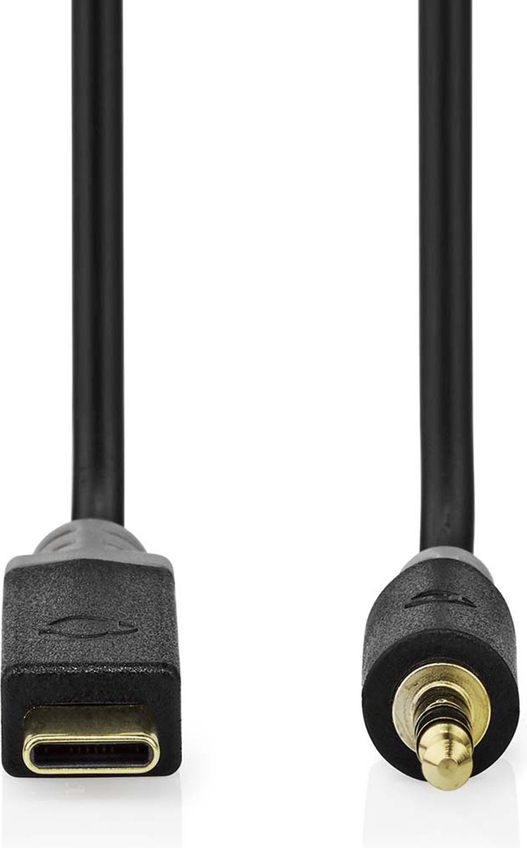Nedis USB-C Adapter - USB 2.0 - USB-C Male - 3,5 mm Male - 1.00 m - Rond - Verguld - PVC - Zwart - Doos