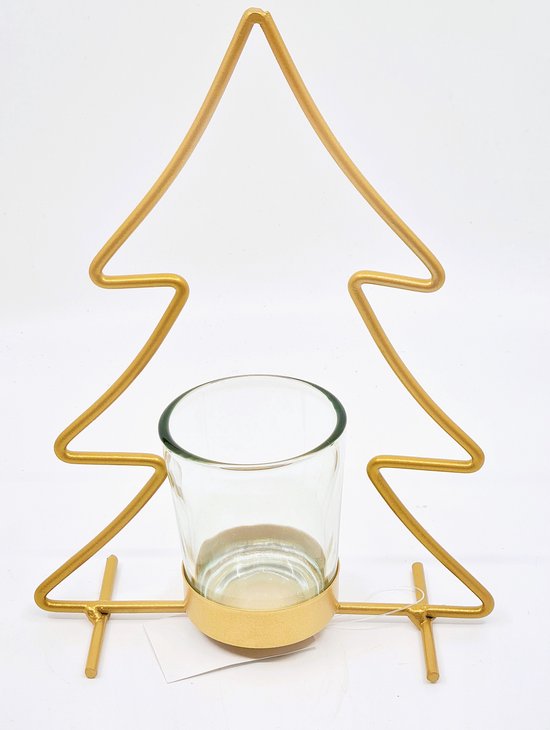 2 stuks Kandelaar Kerstboom goud ↨ 20 cms Maak een gezellige sfeer met deze waxinelicht kerstboompjes. Een toevoeging in uw interieur. Inclusief bezorging.