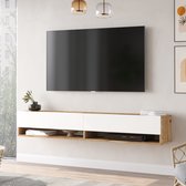 Tv-meubel Laitila 2 opbergvakken 180x31,5x29,5cm houtkleurig en wit