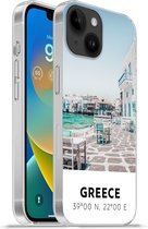 Geschikt voorApple Iphone 14 - Softcase hoesje - Griekenland - Zee - Blauw - Siliconen Telefoonhoesje