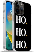 Geschikt voorApple Iphone 14 Pro Max hoesje - Kerstmis - Kerstman - Spreuken - Ho ho ho - Quotes - Siliconen Telefoonhoesje