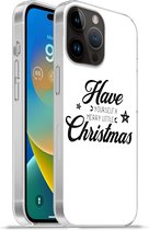 Geschikt voorApple Iphone 14 Pro - Softcase hoesje - Kerstmis - Spreuken - Quotes - Have yourself a merry little Chirstmas - Siliconen Telefoonhoesje
