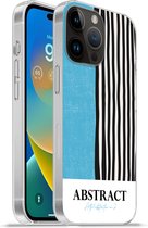 Geschikt voorApple Iphone 14 Pro Max hoesje - Design - Blauw - Zwart - Wit - Siliconen Telefoonhoesje