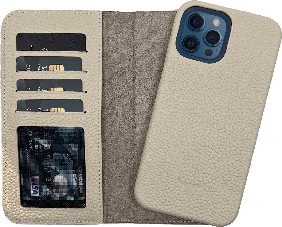 Dutchic Lederen Apple iPhone 13 Pro Max Hoesje (Tweedelige ontwerp: Book Case / Hardcase - II White)