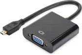 Digitus DA-70460 HDMI / VGA Adapter [1x HDMI-stekker D micro - 1x VGA-bus, Jackplug female 3,5 mm] Zwart 10.00 cm