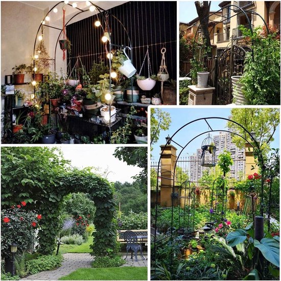 Tuinboog Outdoor Trellis Zwart Metaal Halve Boog 120x240Cm voor