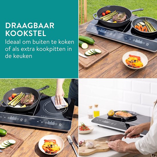 Navaris dubbele inductiekookplaat 3500W inductie kookplaat vrijstaand inductie... bol