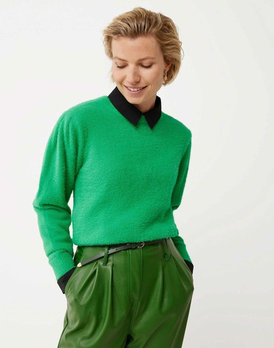 Mexx Round Neck Colorblock Gebreide Trui - Bright Green - Dames - Knitwear