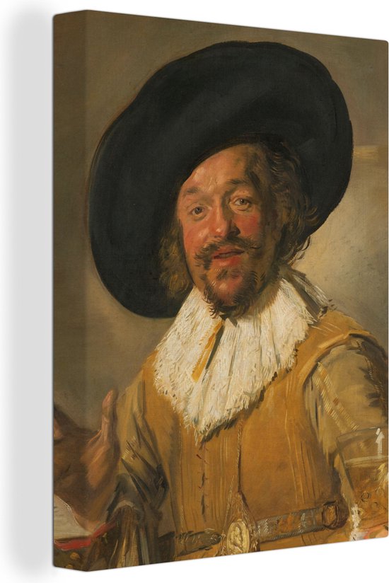 Canvas Schilderij - Frans Hals - Oude meester - De Vrolijke Drinker - 120x160 cm - Wanddecoratie - Woonkamer