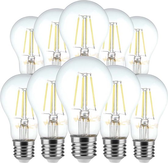 V-tac VT-2288D 10-pack Filament dimbare LED lamp - E27 - 8W - 720 Lm