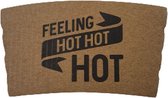 Koffiebeker houders "Feeling Hot Hot Hot" - Lichtbruin / Zwart - Karton - 24 Stuks - Koffie - Koffie To Go - Houder - Drinken - Barista