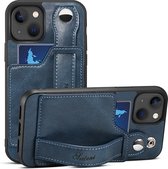 Mobiq - Vintage Pashouder Hoesje iPhone 14 Plus - blauw
